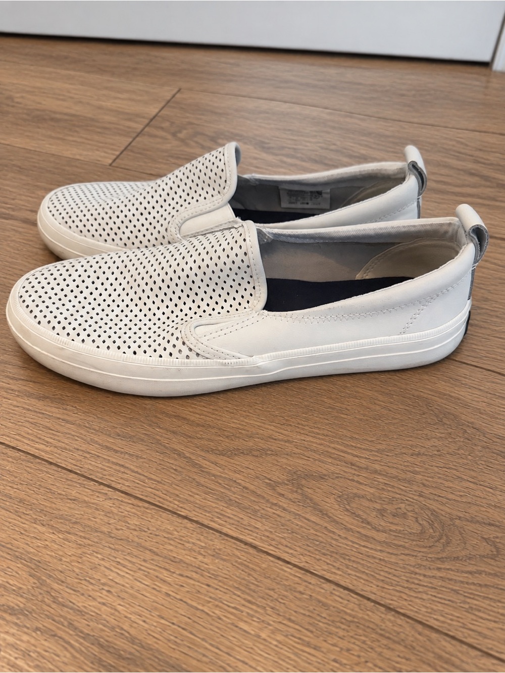 Sperry White Perforated Slip-On Sneakers